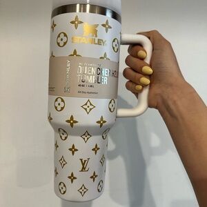 Stanley White and Gold Patterned Tumbler